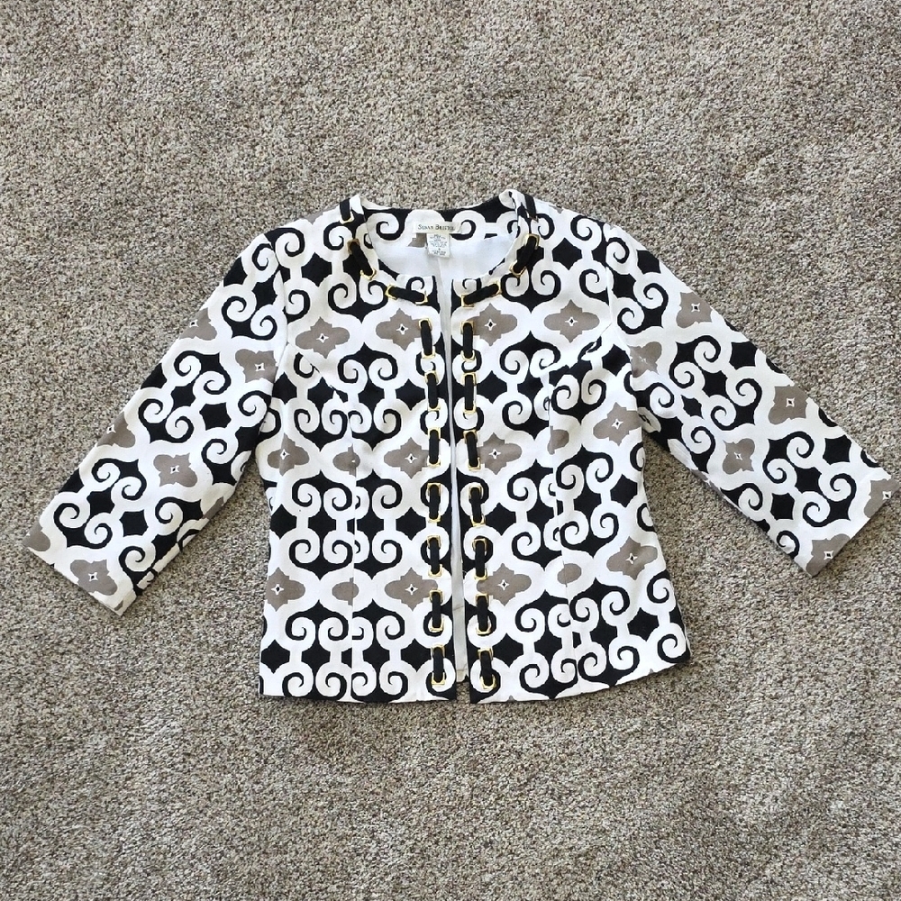 Susan Bristol Black and Cream Patterned Blazer
